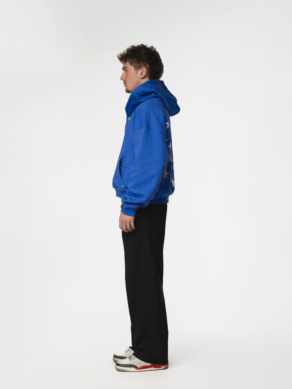 Oversized Cropped Button Hoodie