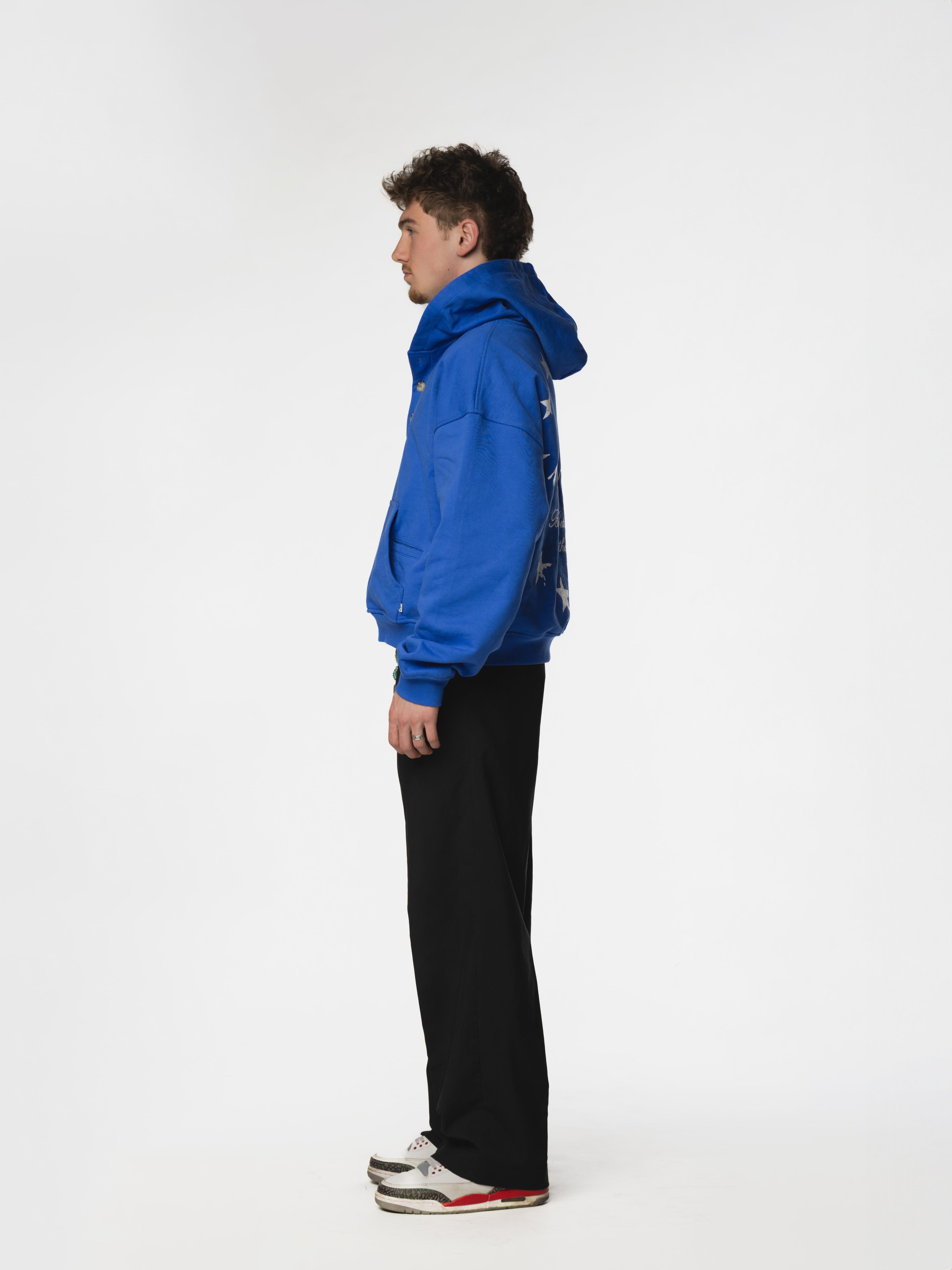 Oversized Cropped Button Hoodie