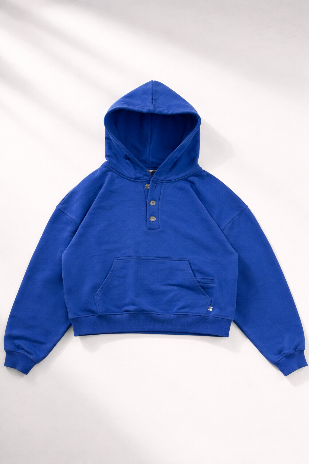 Oversized Cropped Button Hoodie